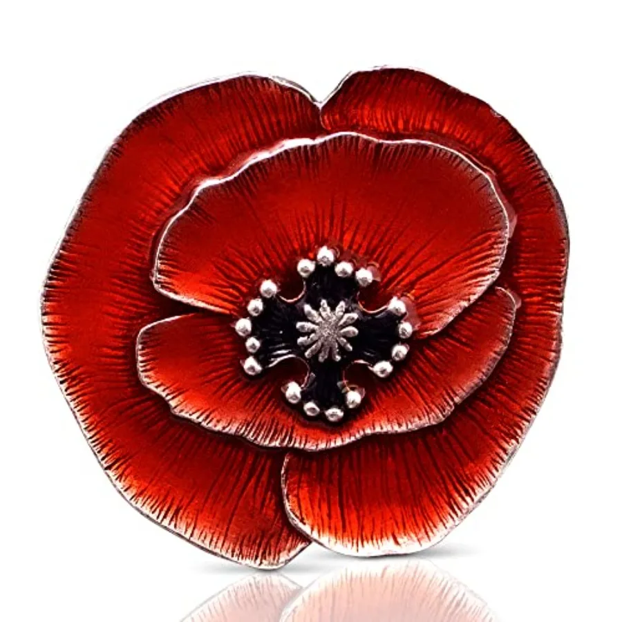

Danforth Remembrance Poppy Brooch Pin Red Handcrafted Pewter Brooch Pins For Women, 1 ¾", Made In USA