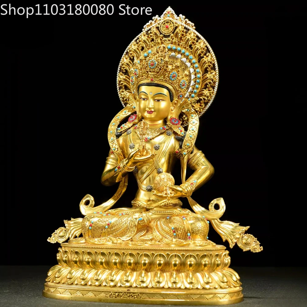 27cm Copper gilding inlay vajrasattva statue sculpture