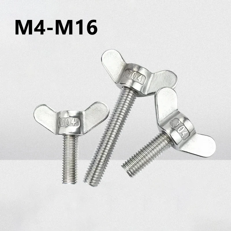 304 Stainless Steel A2-70 Wing Bolts M4 M5 M6 M8 M10 M12 M14 M16 Hand Tighten Thumb Screws for Machinery DIY Repair Fasteners