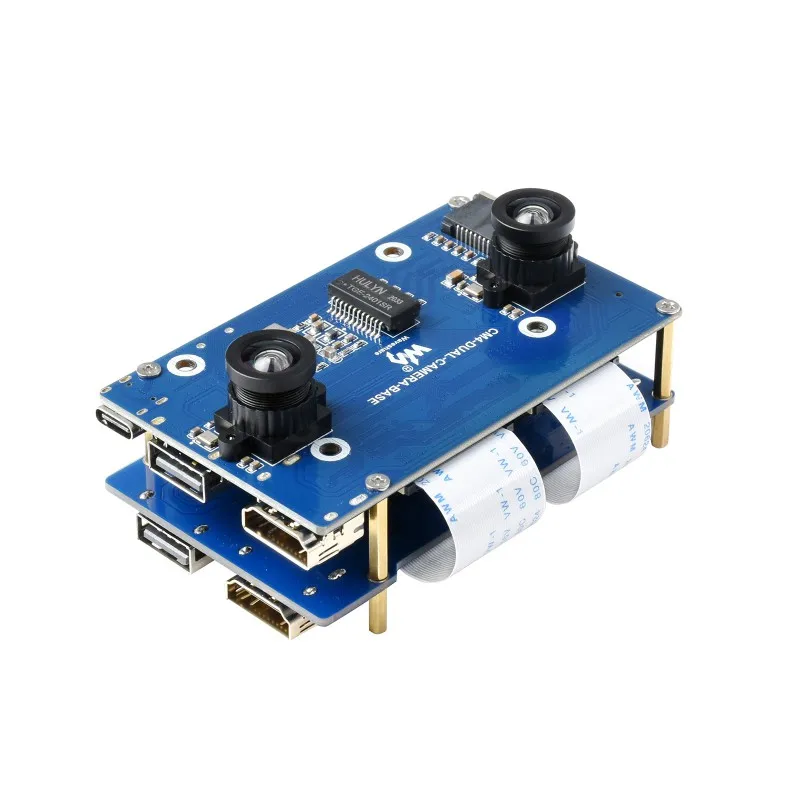 

Binocular Camera Base Board Designed for Raspberry Pi Compute Module 4, Optional Interface Expander