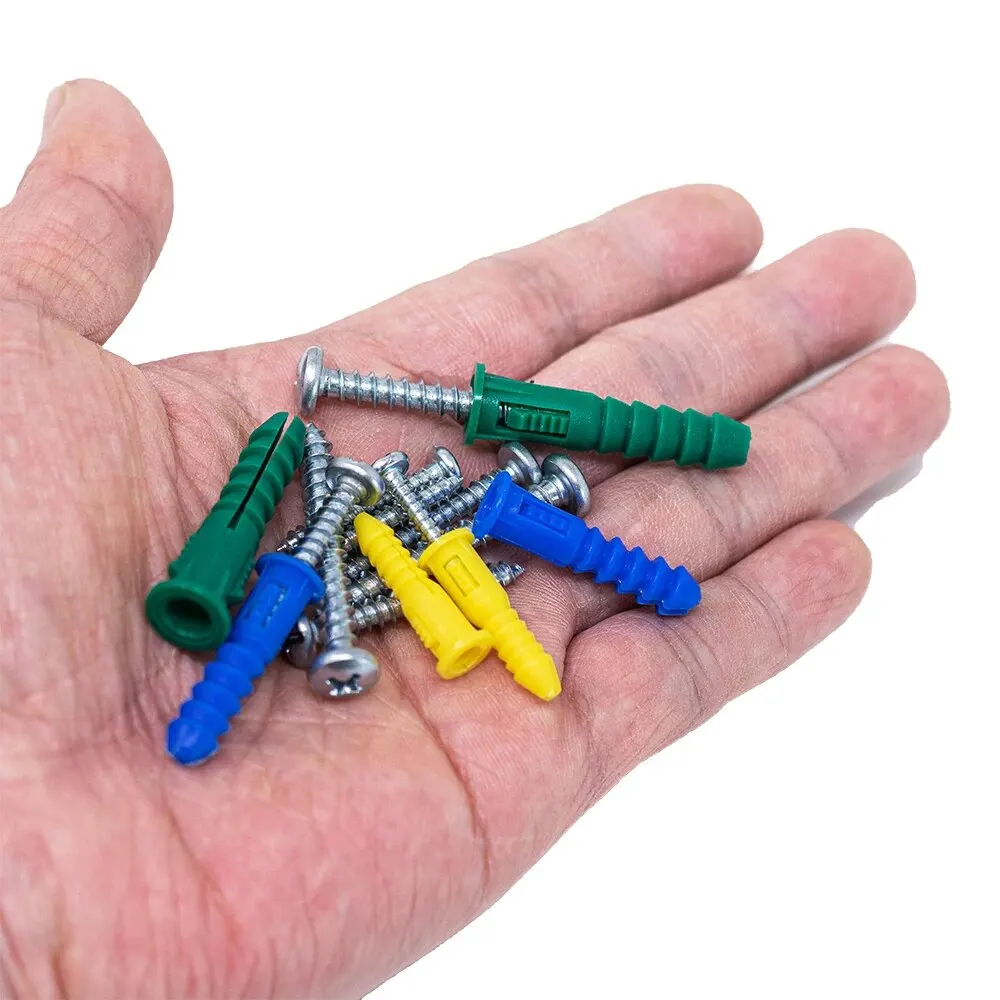 Plastic Self Drilling Ribbed Drywall and Wall Anchors with Screws Kit,66 Piece Wall Plug Anchor Expansion Bolt Pipe Column