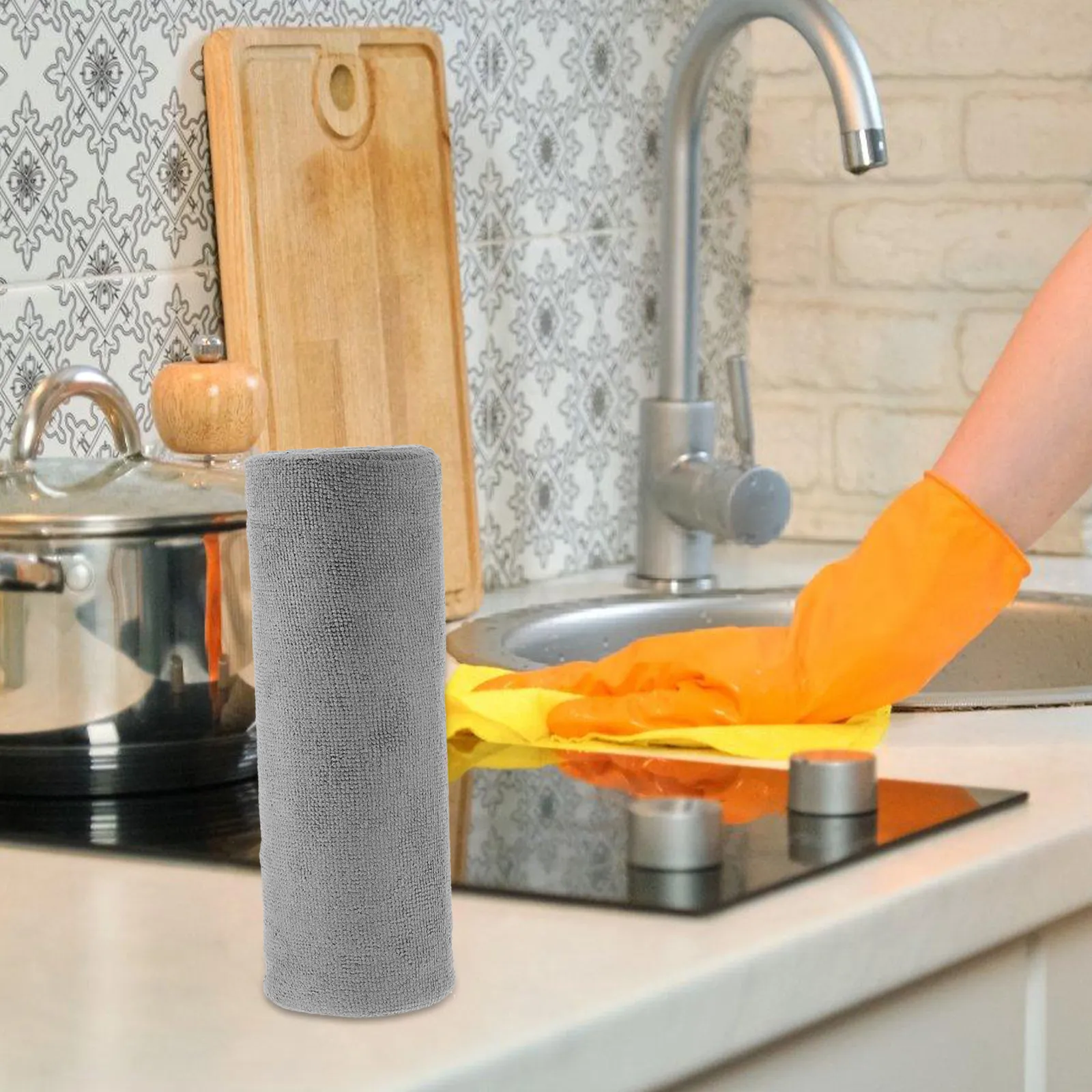 1 Roll Premium Microfiber Dish Cloths Highly Absorbent Kitchen Reusable Strong Scouring Power for Pots Pans