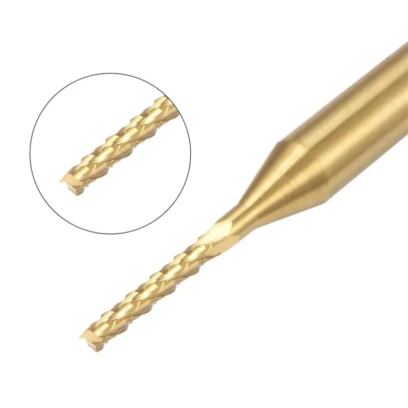 AS94-50PCS Titanium Coat Carbide End Mill Engraving Milling Cutter CNC Router Bits For PCB Machine, 1/8 Inch Shank 1.1Mm