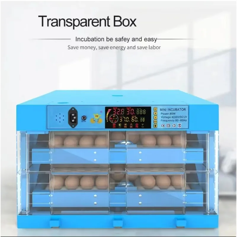128 PCS Mini Solar System Egg Incubator for Chicken Duck Turkey with Automatic Temperature Control And Water Supply Included