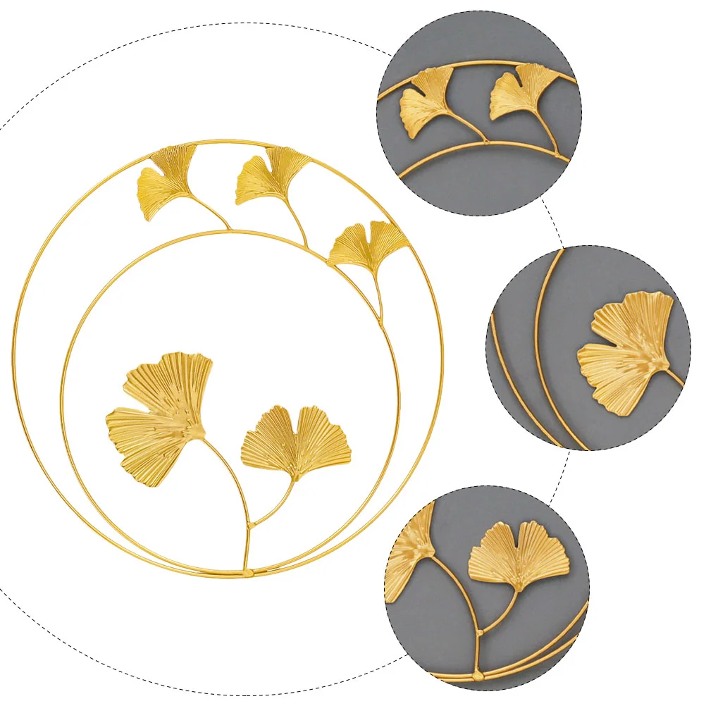 Ginkgo Leaf Wall Decoration Hanging Vintage Home Creative Leaves Adornment Nordic Round Delicate Metal Party Golden Iron