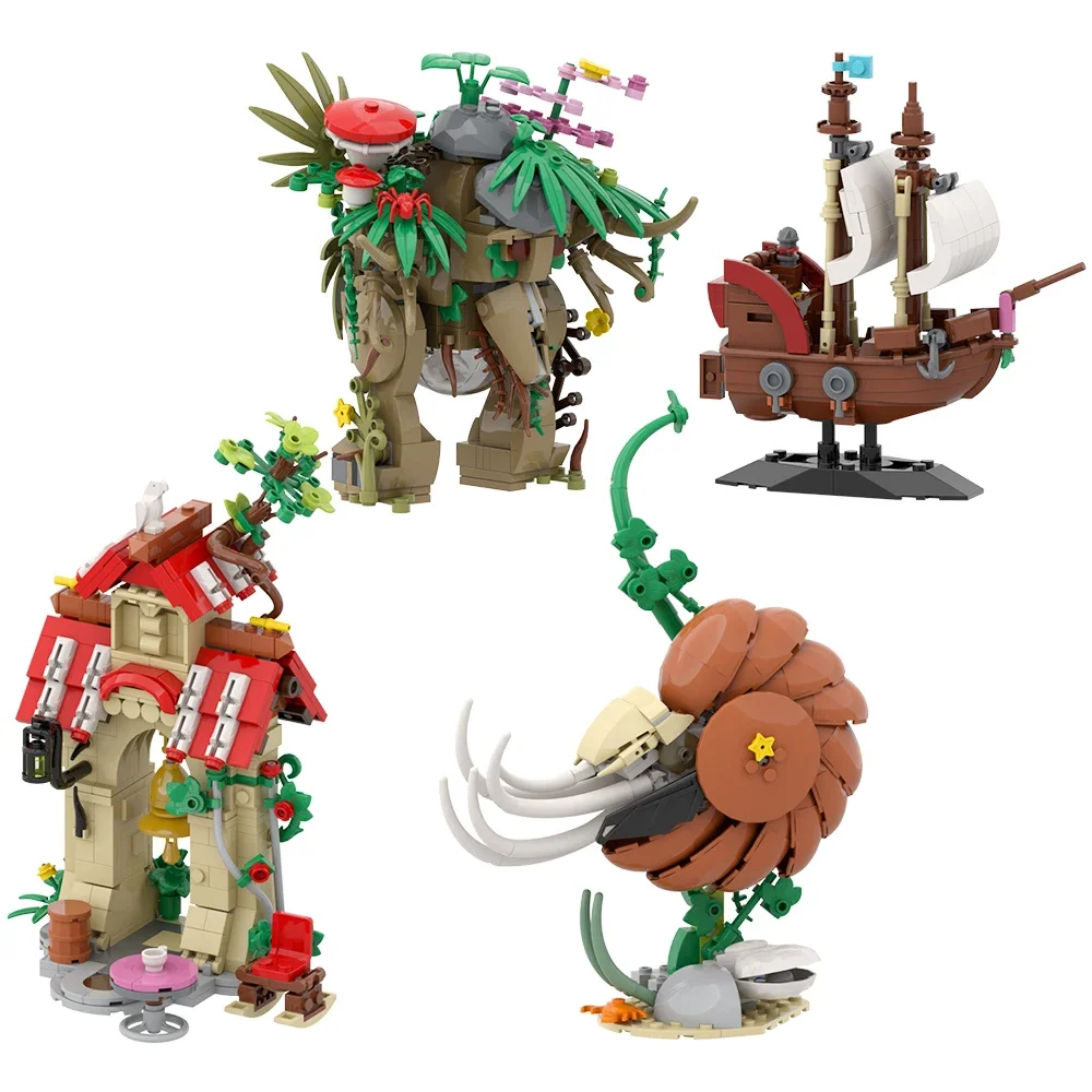 BuildMOC Fairy Tale Scene Forest Plants Princesss Building Blocks Model monster toys Bricks Mushroom Nautilus Shell Toy Kid Gift