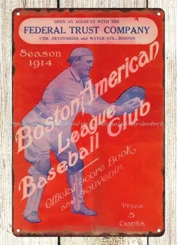 wall 1914 baseball  vs Washington Senators Program metal tin sign