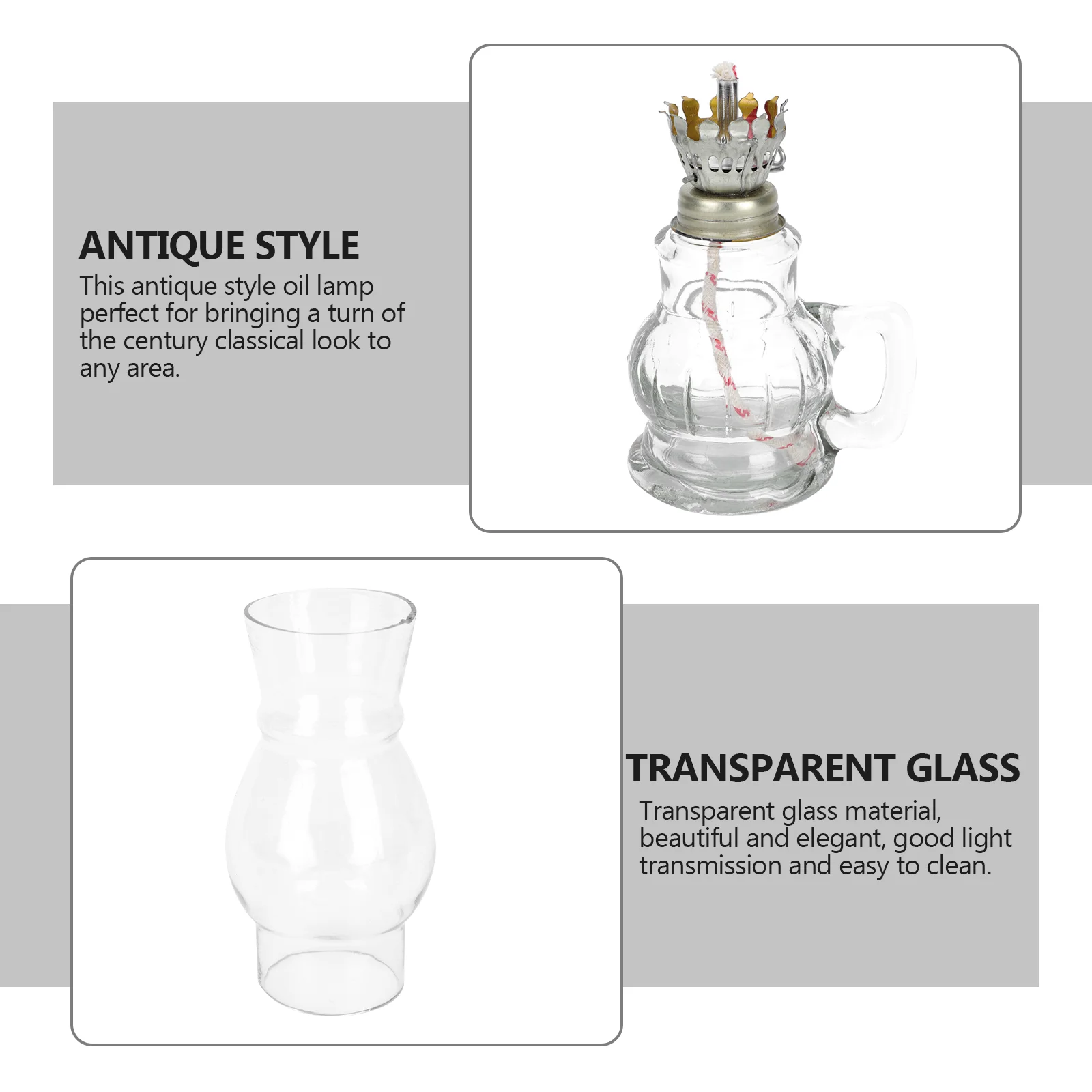 Desktop Chamber Glass Oil Lamp: Decorative Lamp Light for Indoor Use Decor Lighting with Kerosene or Paraffin Oils Lantern