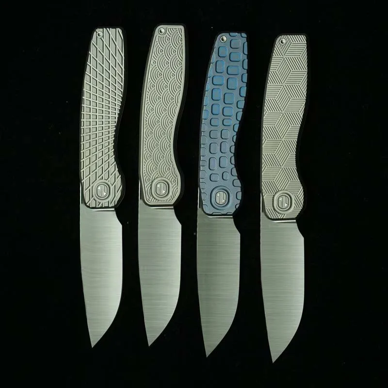 LEMIFSHE nuevo marrón Mini FSD mango de aleación de titanio Real 154CM acero al aire libre Camping supervivencia bolsillo EDC herramienta cuchillo plegable