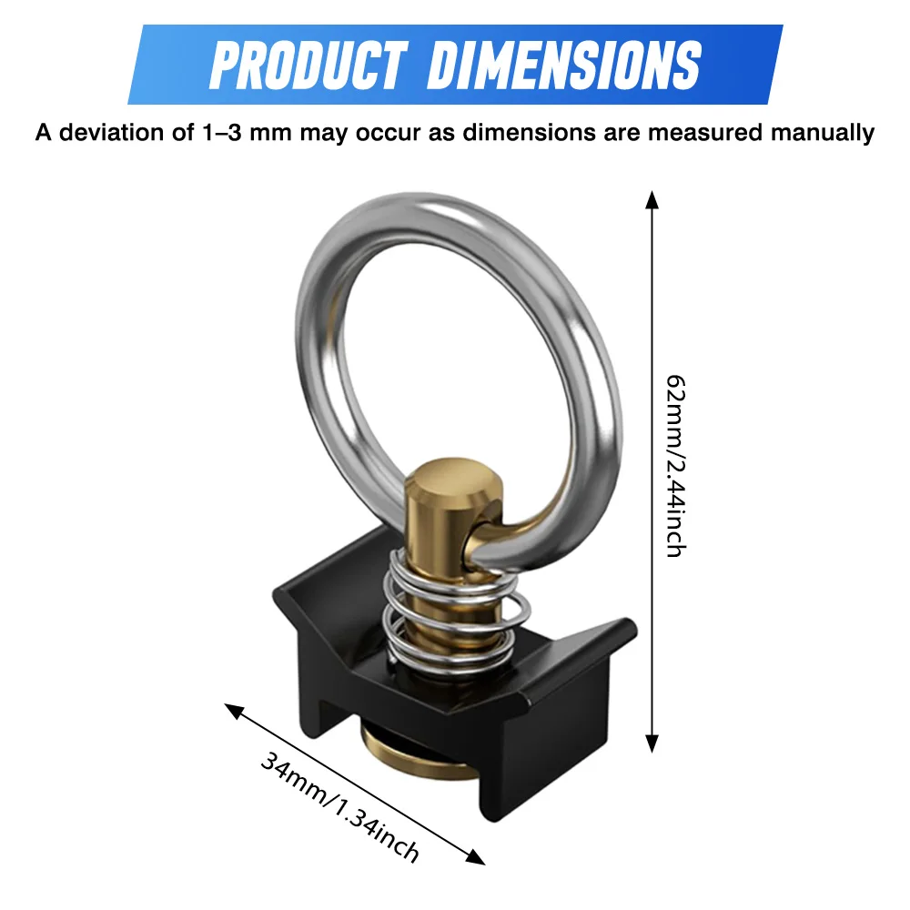 8x L-Track Single Stud Fitting O-Ring Tie Down Anchor for Airline Track Logistics Rail Cargo Management in Trailer Van Truck Bed