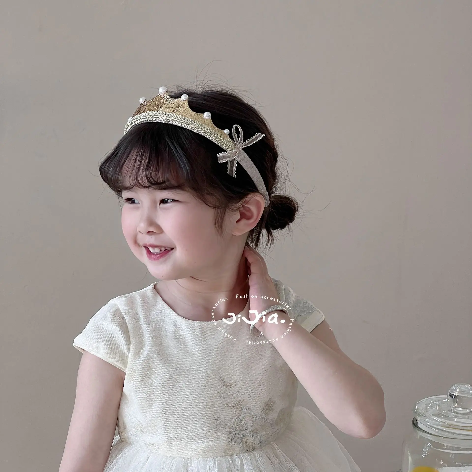 

Korean Crown Headband for Girls Glitter Hairband Princess Party Photo Props Luxury Mermaid Tiara Children's Birthday Accessories