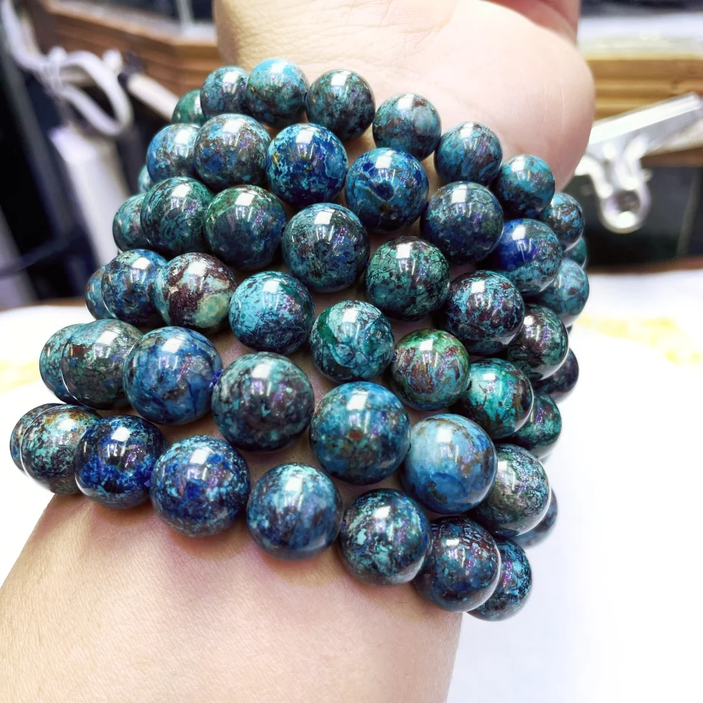 Natural aaaa dominica larimar labradorite contas redondas pulseira, coragem e força, aliviar o estresse, jóias finas ﻿ Presente