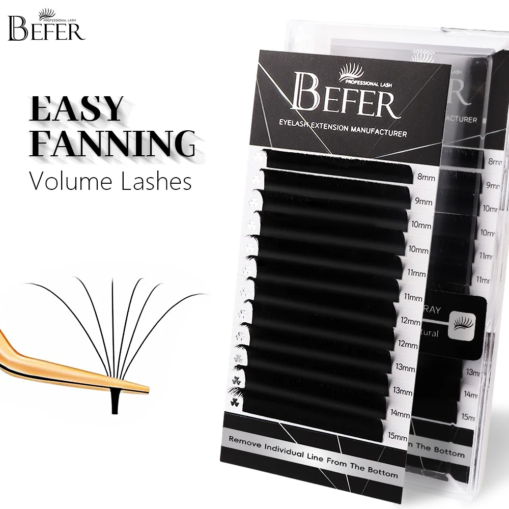 Befer Easy Fan Lashes Extension Matte Black Soft Easy Fanning Bloom Eyelashes ดอกอัตโนมัติ Make up Professional ผู้ผลิต