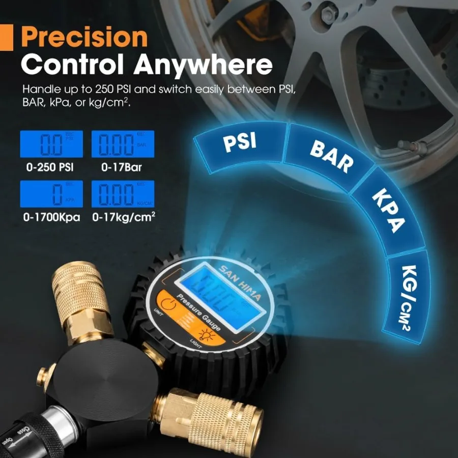 4 Tire Inflation Deflation System - Fast High Flow 4-Way Air Down Tire Inflator Deflator for Truck Car Trailer Motorcy