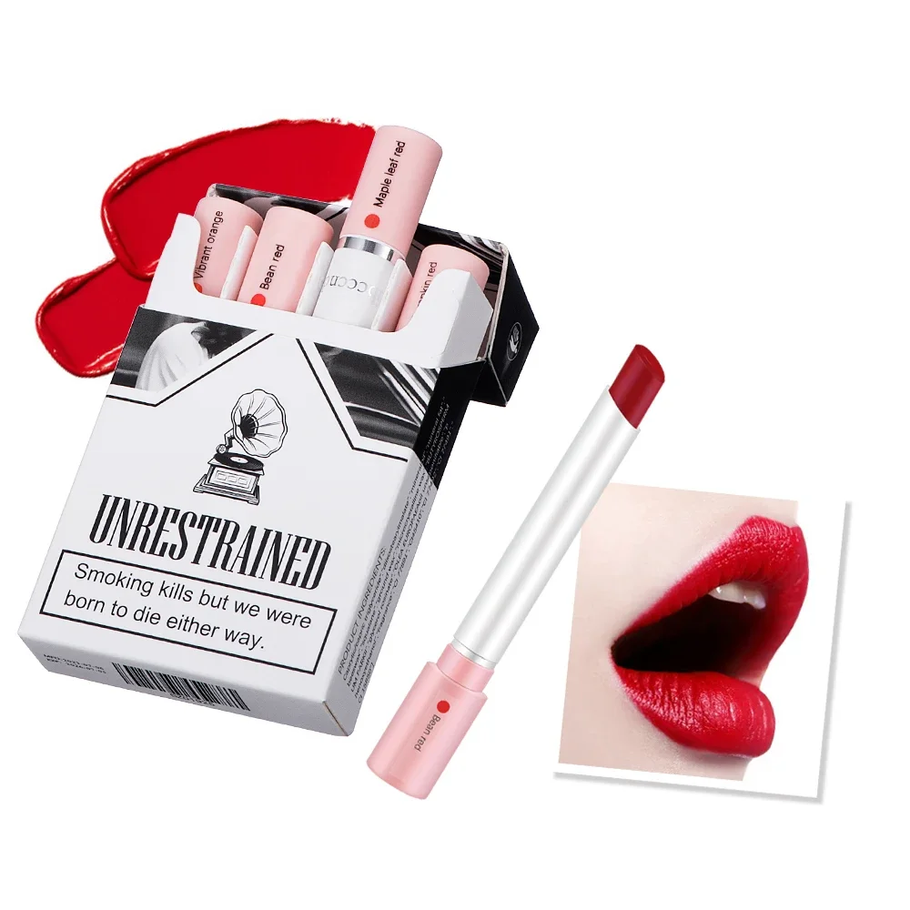 

4 pcs/set Cigarette Lipstick Set Long Lasting Lip Glaze Matte Lip Gloss Waterproof Lip Stick Tube Nude Lip Tint Makeup Cosmetics