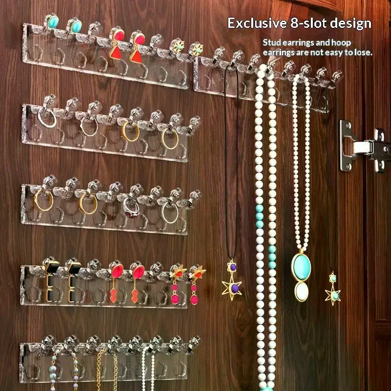 Wall Mounted 3Pcs Flower Acrylic Jewelry Holder Earring Necklace Organizer for Bedroom Decor