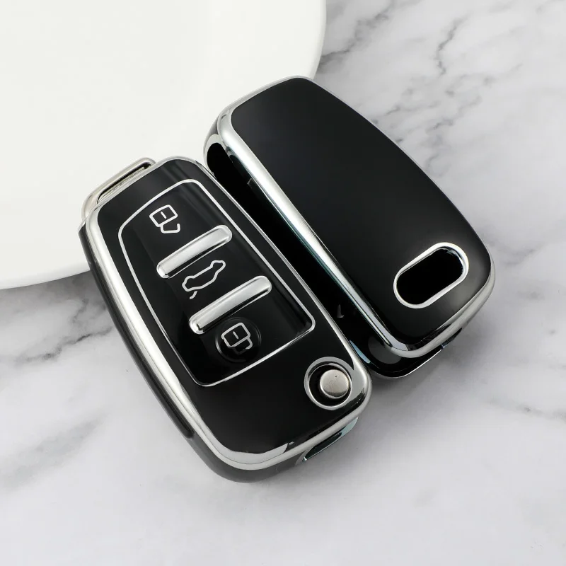 Car Flip Key Case for Audi A1 A3 8P 8L A4 A5 B6 B7 A6 A7 C5 C6 4F Q3 Q5 Q7 Q8 TT S3 S4 S6 RS Key Cover Holder Shell Accessories view 5
