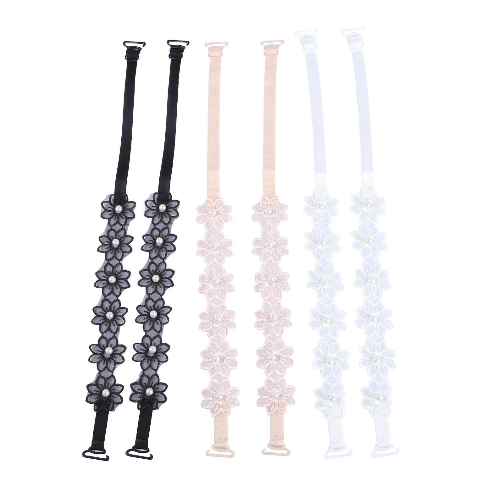 

3 Pairs Bra Strap Underwear Shoulder Straps Anti Slip Lace Beads Durable Cotton Nylon Simple Fashion Matching Clothing Invisible