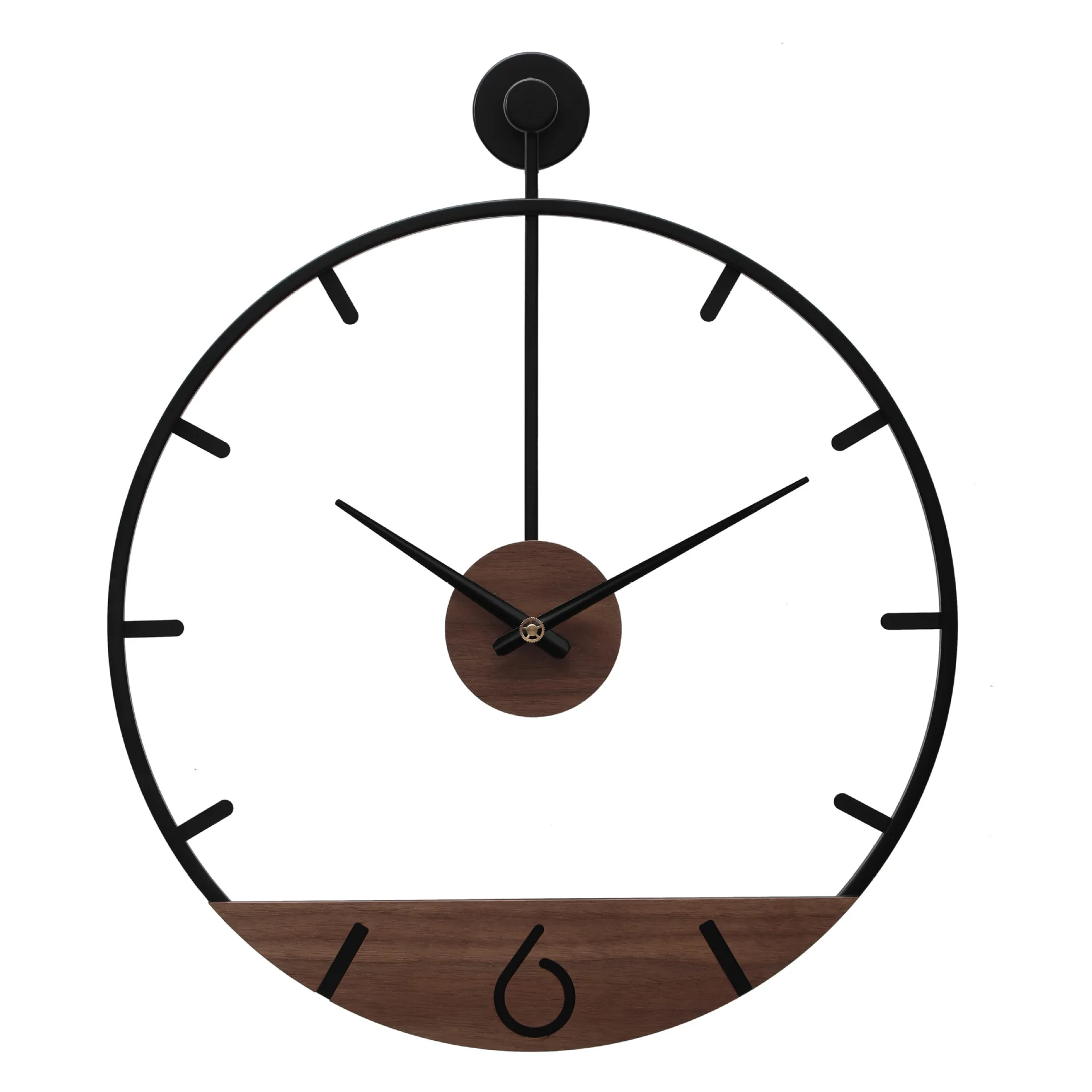 Simple creative wall clock: Spanish artist uses Nordic silent luxury wall clock, metal pointer, wooden wall clock