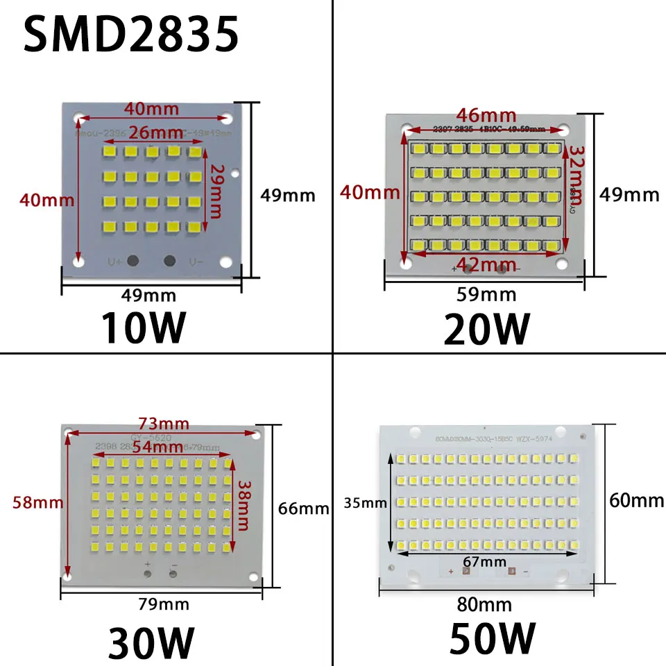 LED Chips SMD Beads 10W 20W 30W 50W LED PCB Floodlight Plate Replace For Outdoor Floodlights Ceiling&panel Lights