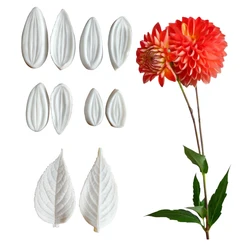 Dahlia Floral Flower Leaves Petal Veiners Silicone Moulds Chocolate Sugar Paper Clay Fondant Cake Decorating Tools M2157