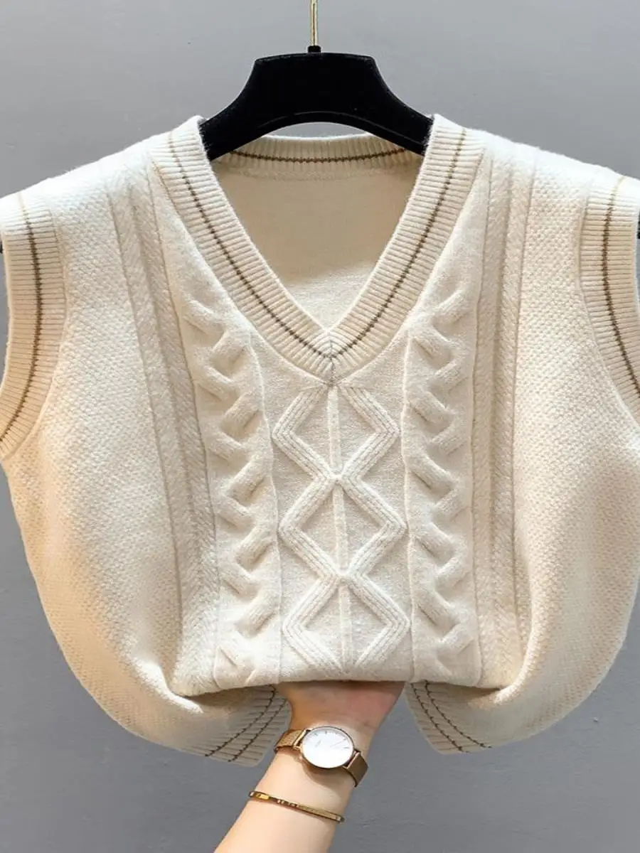 

Женский вязаный жилет, верхняя одежда, свободный топ V-Ne Long Sve, весна-осень-зима, модная одежда для поездок на работу, новая коллекция 2025 г.