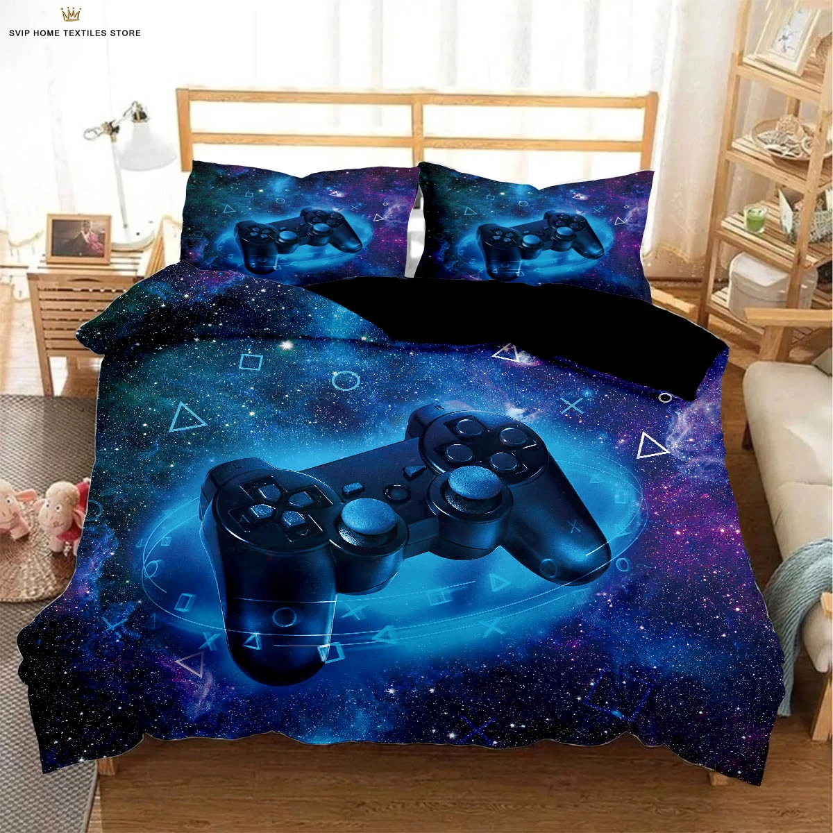 Starry Sky Game Controller 3d Stereo Printing Quilt Cover Bedding Set 100% Polyester Duvet Cover Pillowcase Three-Piece Set