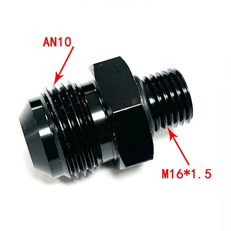 AN10 10 إلى M14x1.5 M16X1.5 متري ذكر تركيب مستقيم محول الألومنيوم الأسود