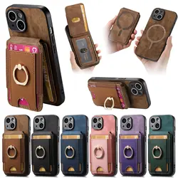 Magnetic Ring Holder Case For Xiaomi 14 Ultra 13 13T Pro 12 Lite 12T 11 11T 10 10T Removable Card Bag Wireless Charging Cover
