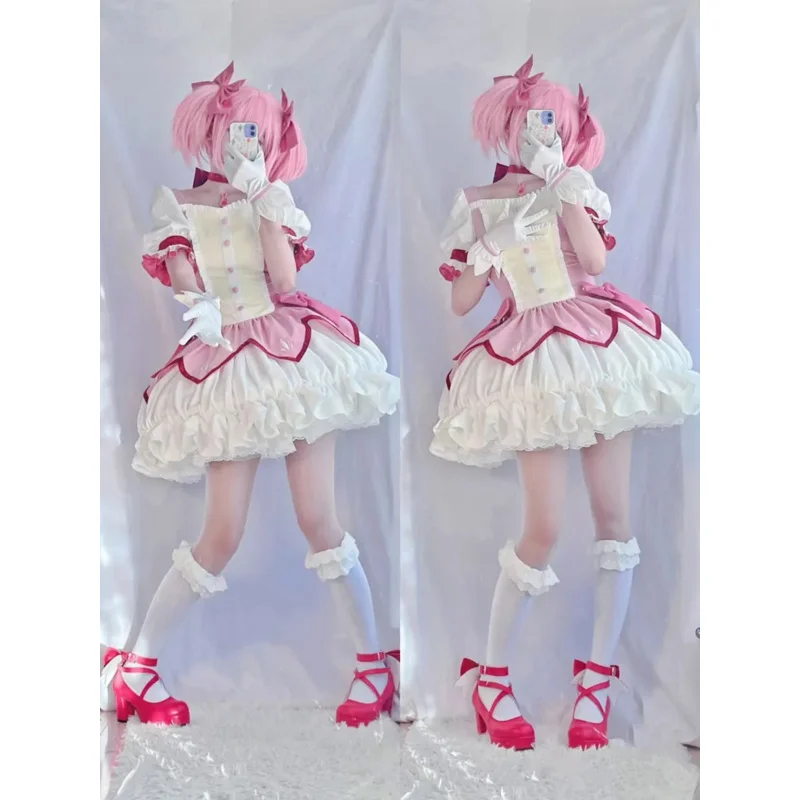 

Унисекс аниме Cos Puella Magi Madoka Magica Kaname Madoka Косплей искусственная кожа наборы униформы костюмы