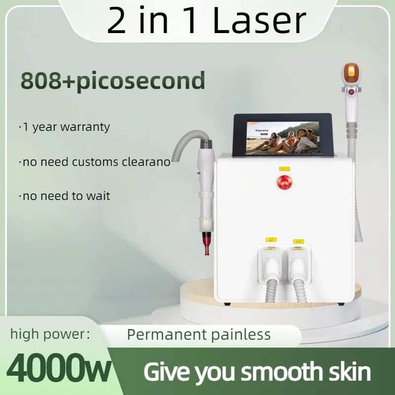 

Portable 808nm Diode Laser Hair Removal Machine 2In 1 Picosecond Tattoos Removal Permanent Painless High Intensity Pulse Whiten
