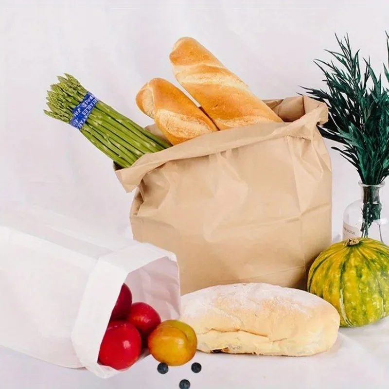 20/50 قطعة كيس ورق الكرافت البني الخضار الفاكهة الخبز التجزئة حقيبة تسوق تغليف المنتج حفلة عيد الميلاد كرافت ورقة حقيبة #3