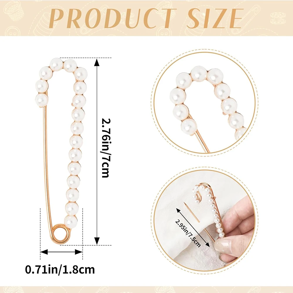 Description Picture 5 of item10pcs Sweater Shawl Clip Brooch Pins Pearl Brooch Safety Pins Decorative Waist Pants Extender for Women Clothing Accessories