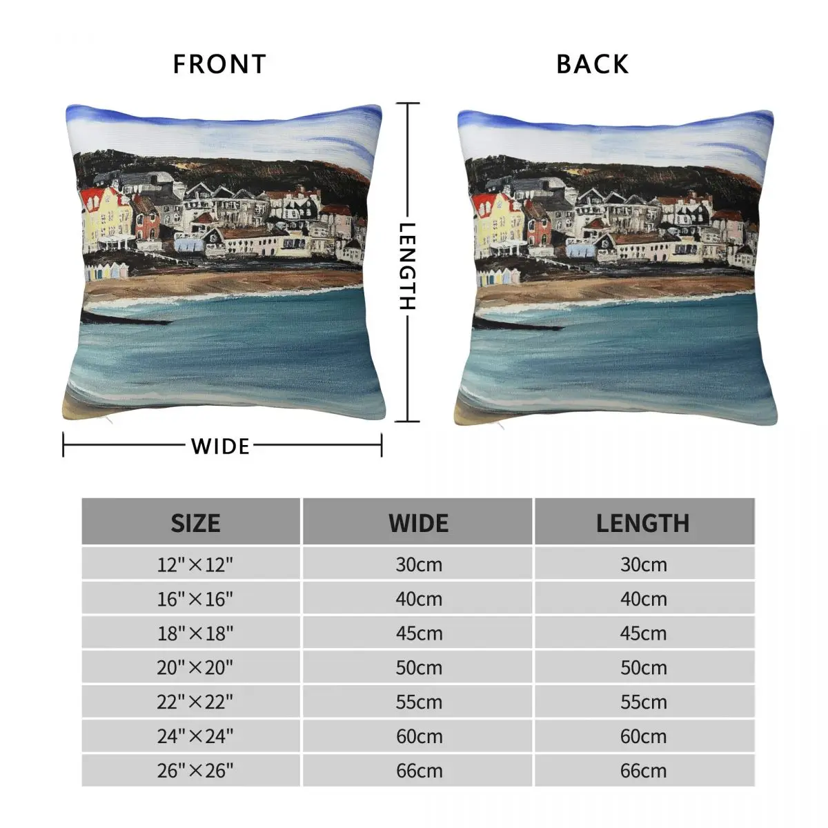 Lyme Regis Seafront Square Pillowcase Polyester Linen Velvet Creative Zip Decor Throw Pillow Case Home Cushion Cover 18