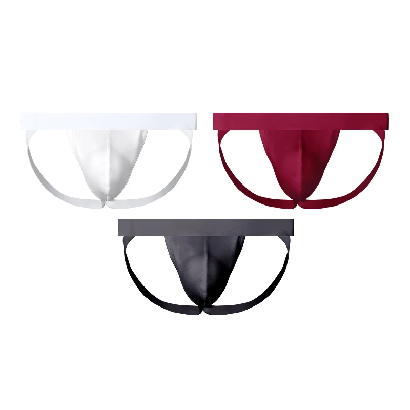 

3pcs Men's cut-out T-pants, low-rise solid color U-shaped elastic tight sexy pants, breathable thong, men's shorts