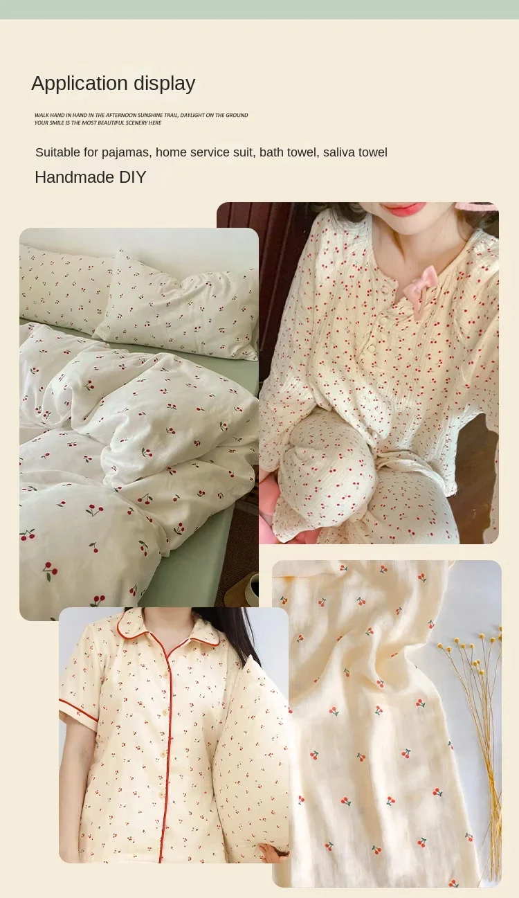 100 * 135cm Summer Baby Clothing Fabric Double-Layer Gauze Cotton Small Floral Skirt Pajamas Home Clothing Fabric By Meter Stof