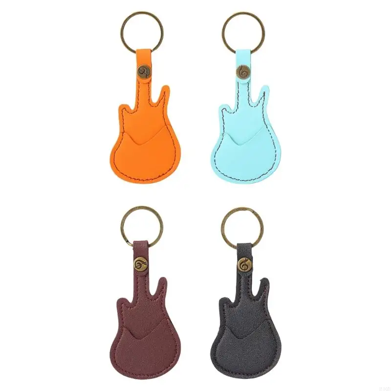 

340F Secure Guitar Pick Holder Thickened Leather Guitar Pick Holder Case with Keyring