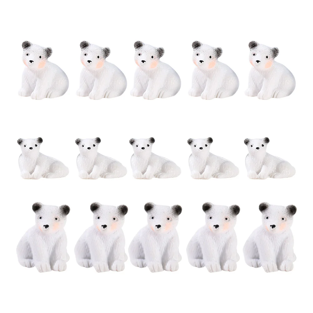 

15 Pcs Resin Polar Bear The Animal Garden White Figurine Courtyard Decoration Models Figurines Halloween Miniatures Baby