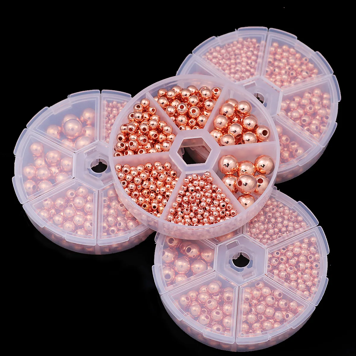 Six Grid Acrylic Round Bead Kit Red Bronze CCB Spacers Loose Beads For Jewelry Making Bracelets Earrings DIY Accessories 3-10mm