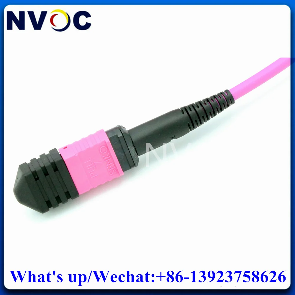 12Core,MM,OM4,50/125,3.0mm LSZH Pink/Purple Mini Round Cable MPO/UPC M to MPO Male 10M 15M Fiber Optic Patch Cord Connector