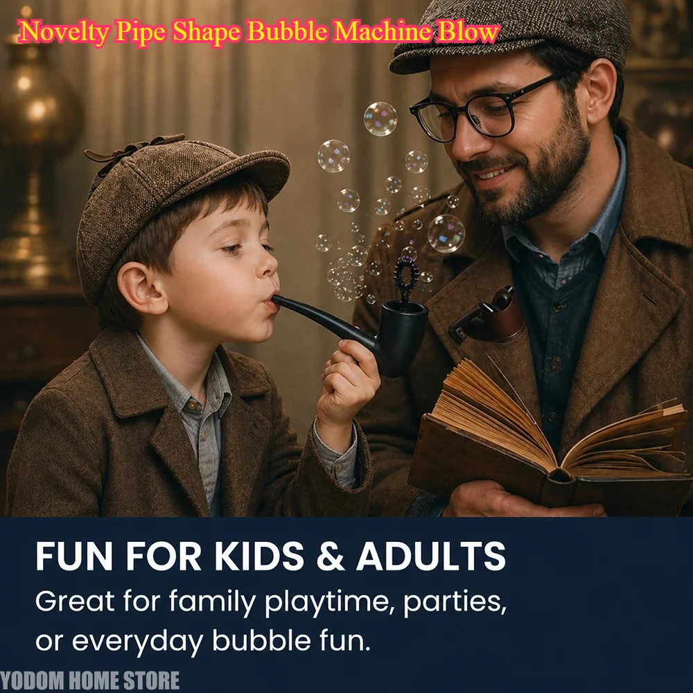 Novelty Pipe Shape Bubble Machine Blow - 3D Printed Bubble Maker for Adults Kids Stress Relief