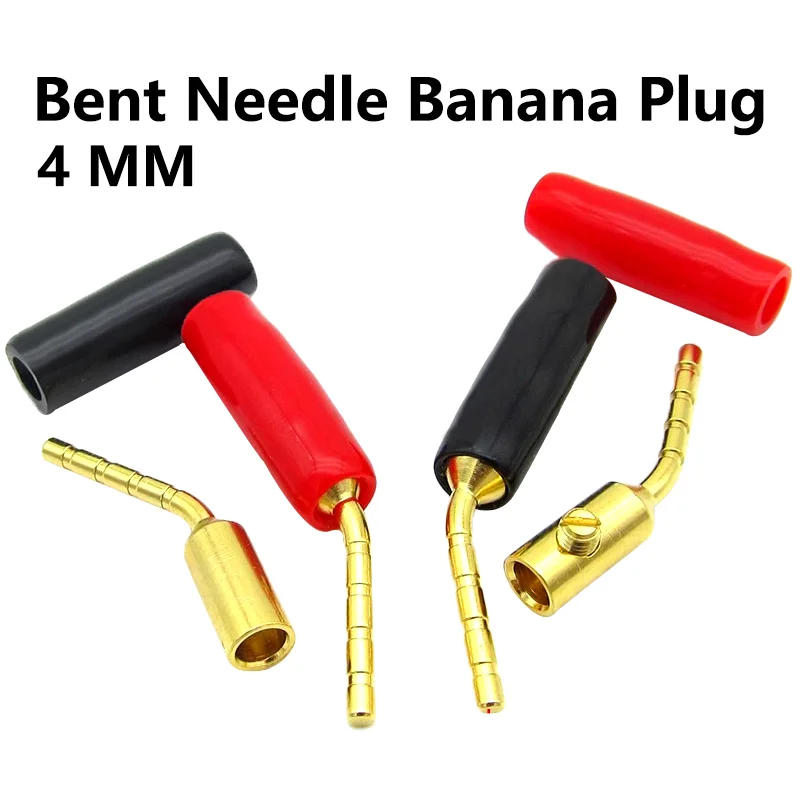 

20PCS/Set 2mm Red Black Banana Bend Pin Plug Connector Wire Cable Banana Screw Sock Adapter Speaker Audio Plug