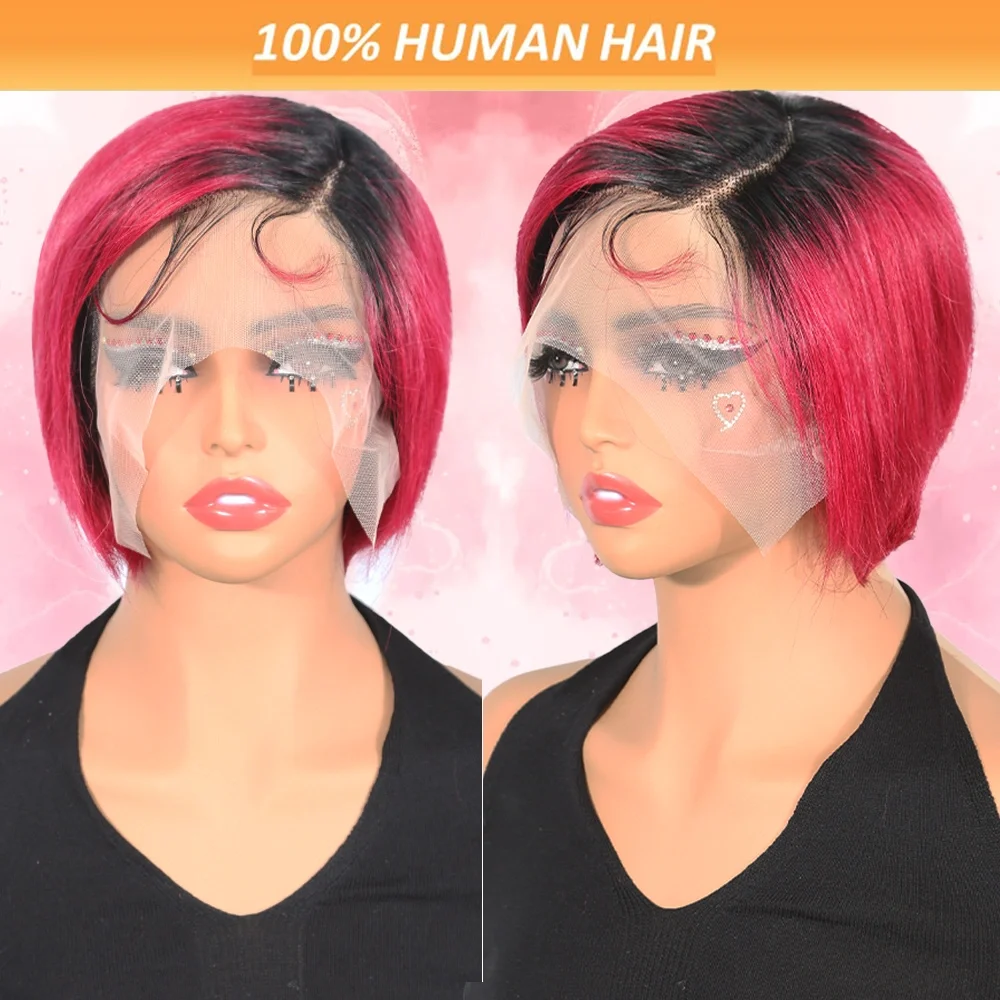 

Pixie Cut Wigs Short Wig straight 150% Lace Front Human Hair Wigs For Women 13x4x1 Transparent Lace Wigs100% Human Hair