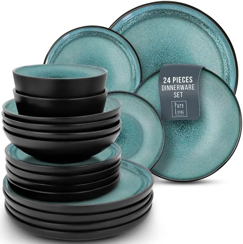 Style Stoneware Dinnerware Set - Scratch Resistant, Dishwasher Safe Plates and Bowls Set