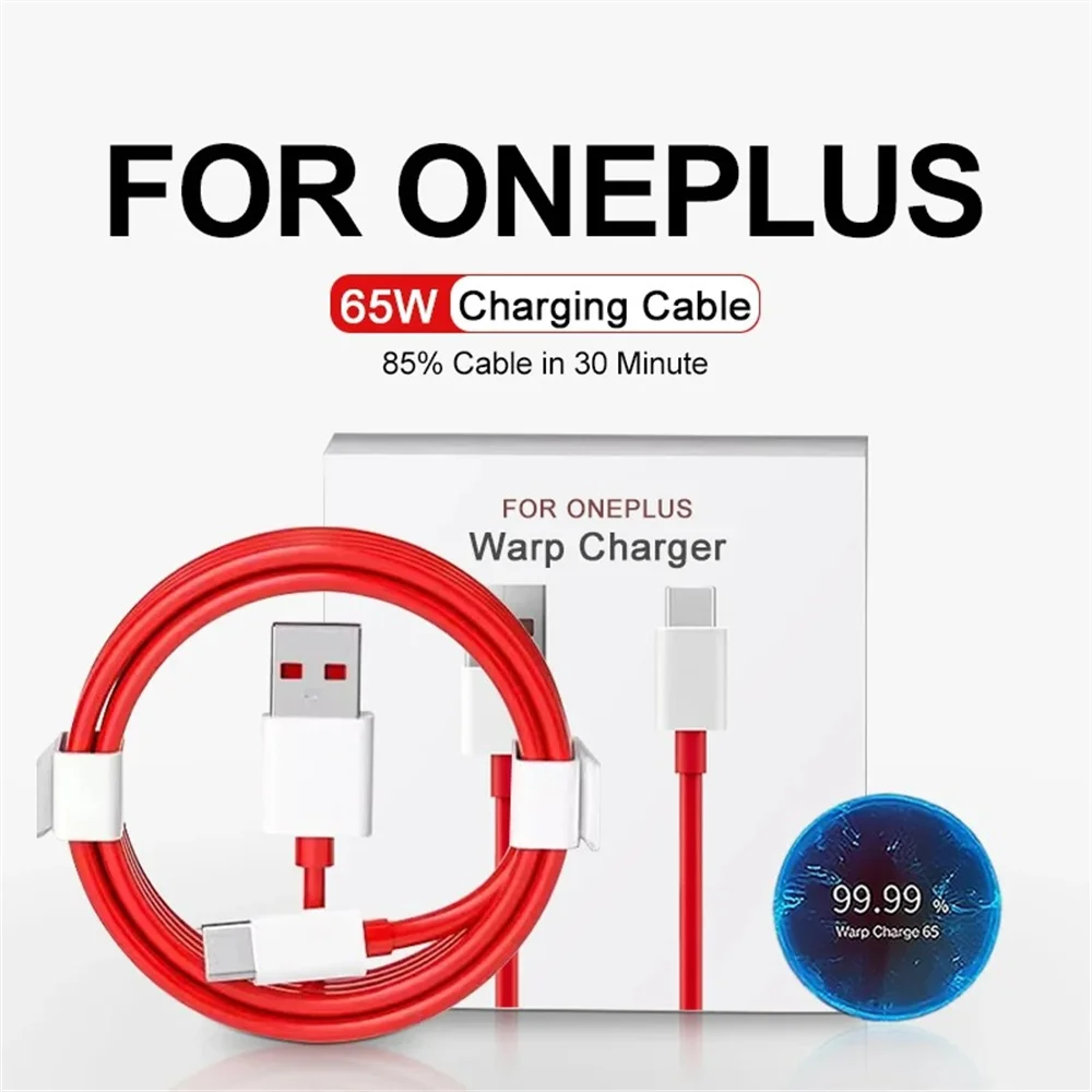 6A 65W Original Type-C Super Fast Charging Cable Quick Charge Wire with 480Mbps High Speed Data Transfer for Oneplus9RT 8 7 Pro