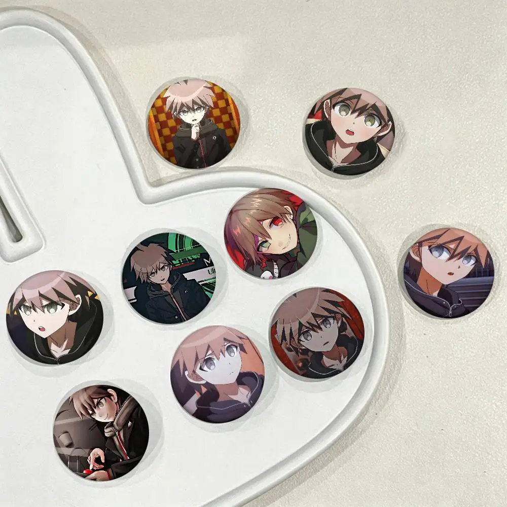 1pc Cartoon Makoto Naegi Cartoon Style Badge Brooches On Backpack Decoration Round Enamel Pins For Accessorys