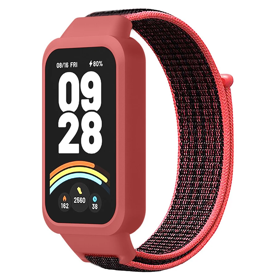 Nylon lusband voor Redmi Band 3 Ademende armband Polsband voor Xiaomi Mi Band 9 Actieve sporthorlogeband Correa met hoesje