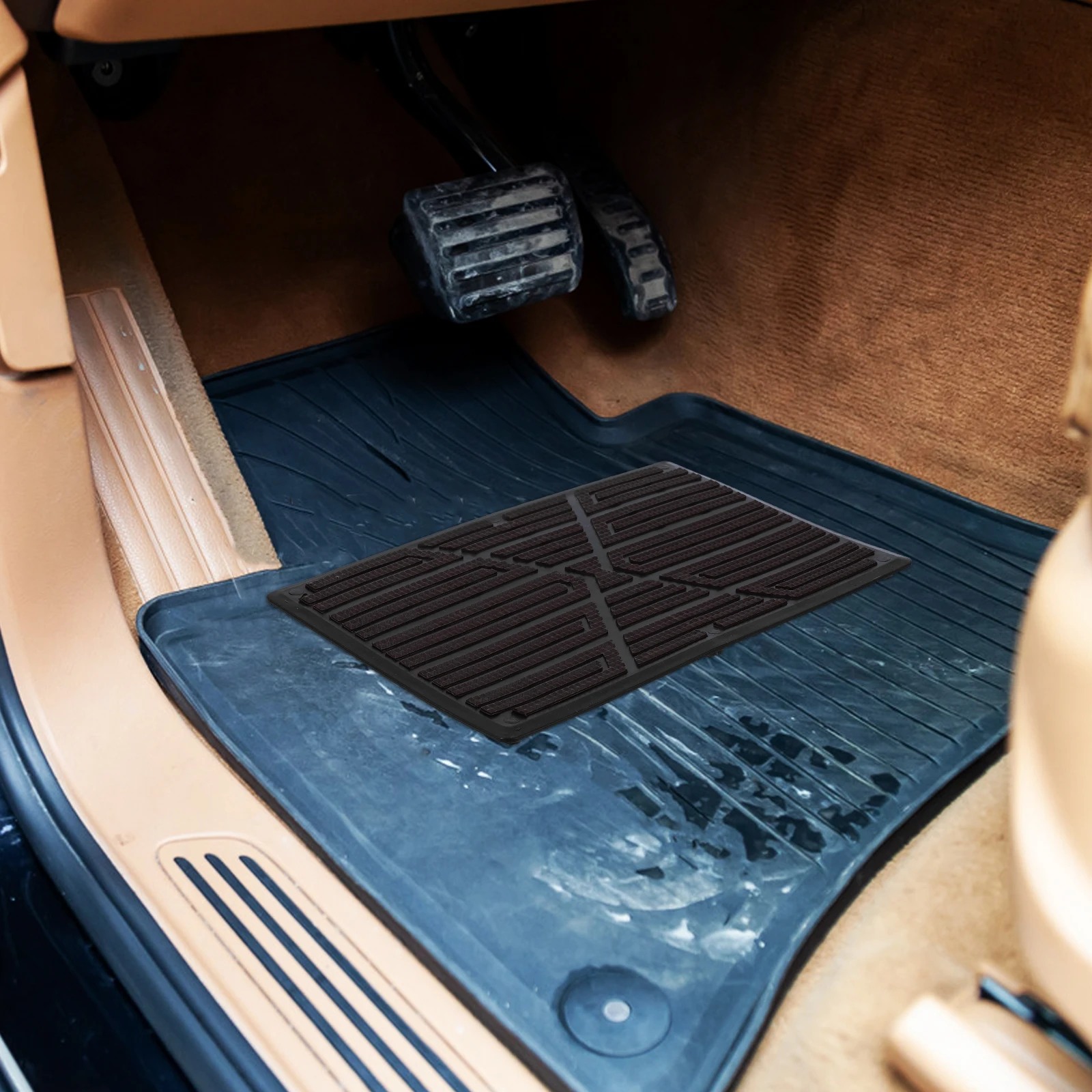 

Floor Mats Automotive Footrest Pad Coffee Rubber Anti-wear Heel Patch Carpet
