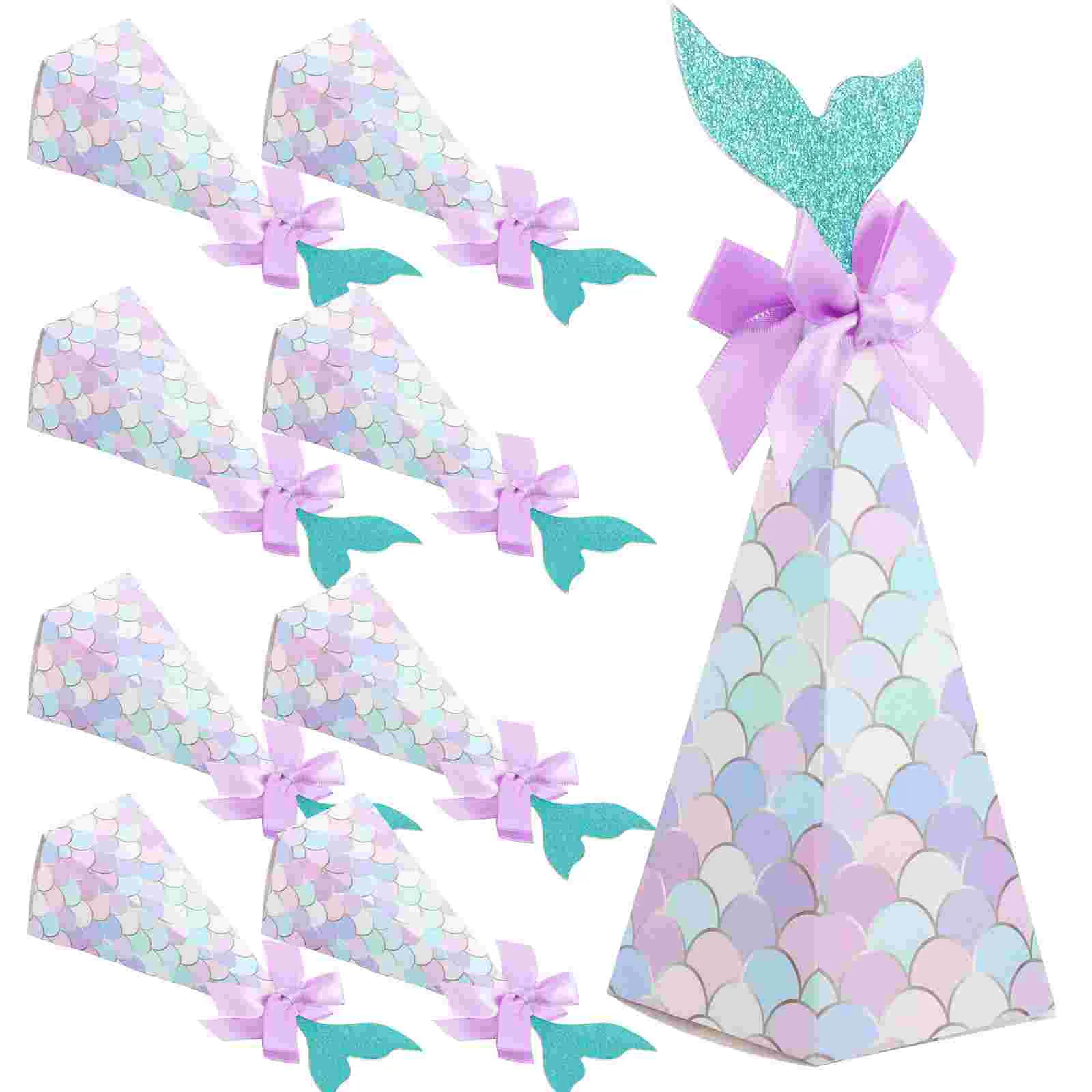 20 ชิ้นนางเงือกธีมกล่องขนมของขวัญภาชนะกระดาษพรรคโปรดปรานงานแต่งงานวันเกิดฉลองสร้างสรรค์กล่องบรรจุภัณฑ์