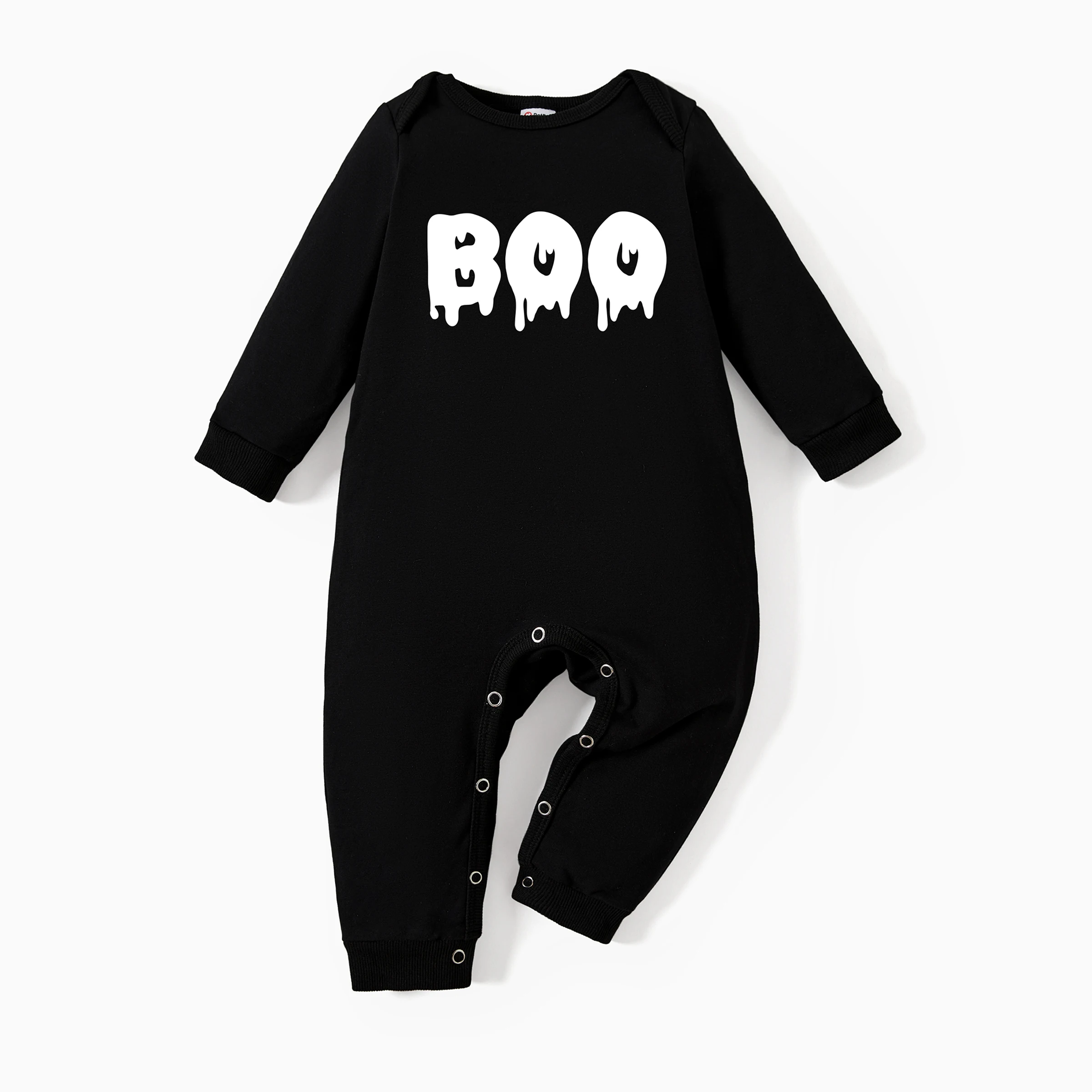 PatPat Halloween Family Matching Fun and Quirky Slogan Cotton Long Sleeves Black Tops